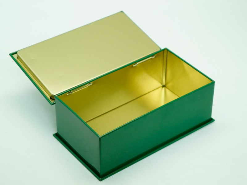 Tin chocolate tea can with hinged lid (3)